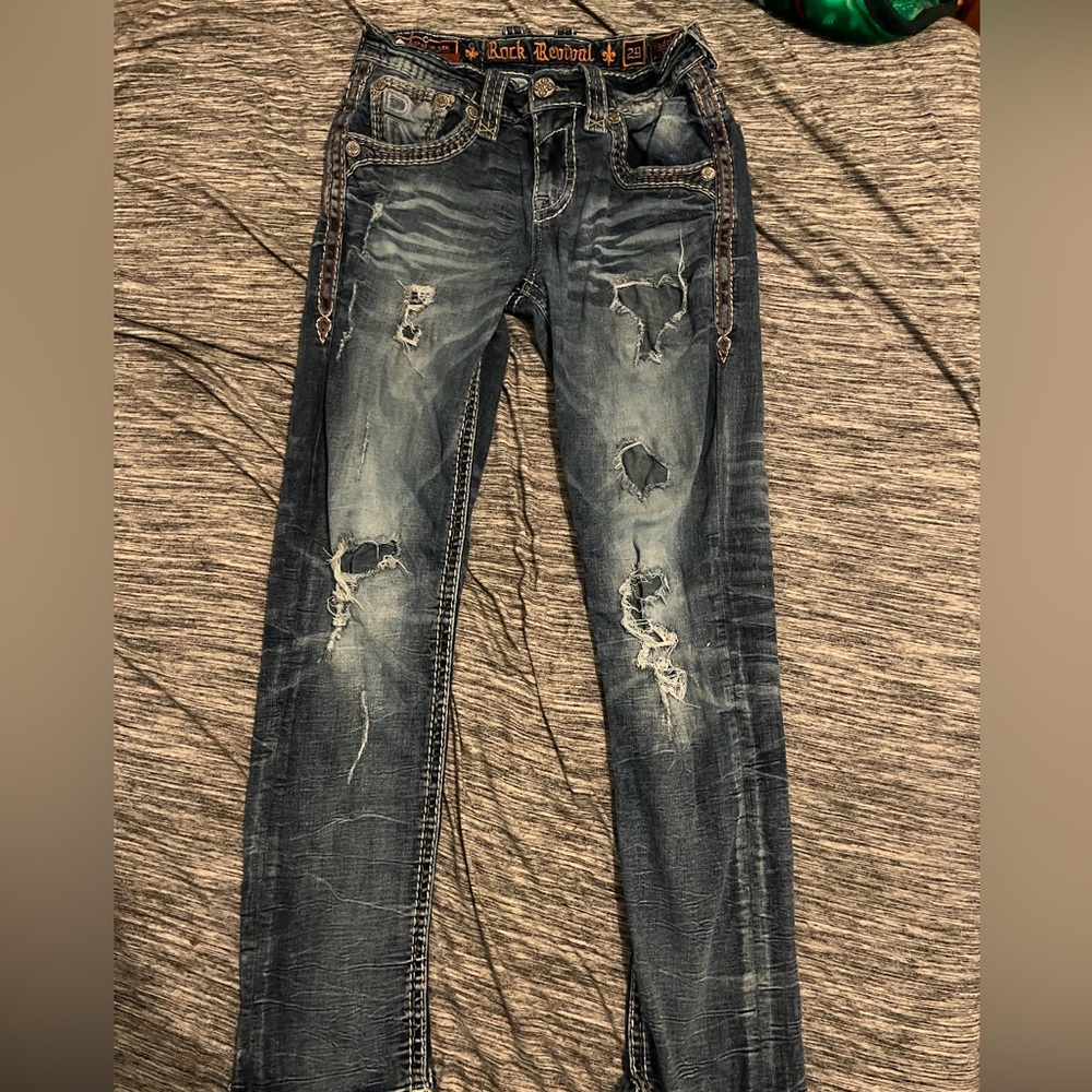 I am selling my sons rockrevivals jeans for low price Waist 28